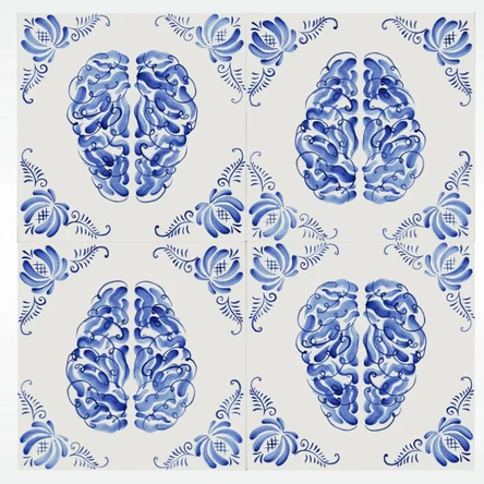 Керамическая плитка, коллекция Синий Русский. Мозг, белый, 200*200*70, Глянцевая, Гладкая (4шт/0,16м2)